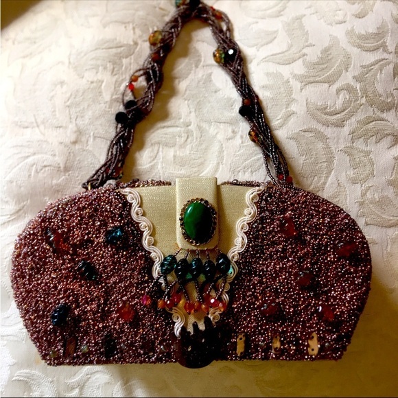 Vintage Hard Case Beaded and Jeweled Purse - Picture 1 of 9